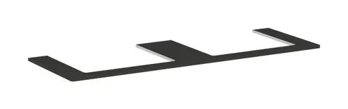 Schwarze Konsole von Hansgrohe mit zwei Ausschnitten, flache Form ohne sichtbare Befestigungen, geeignet für den Einsatz mit Aufsatzwaschtischen.